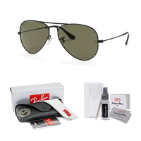 Ray - Ban RB3025 Metal POLARIZED Aviator Sunglasses For Men For Women + BUNDLE with Designer iWear Eyewear Care Kit - 7DAY'S