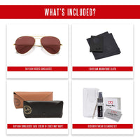 Ray - Ban RB3025 Metal POLARIZED Aviator Sunglasses For Men For Women + BUNDLE with Designer iWear Eyewear Care Kit - 7DAY'S