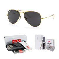 Ray - Ban RB3025 Metal POLARIZED Aviator Sunglasses For Men For Women + BUNDLE with Designer iWear Eyewear Care Kit - 7DAY'S