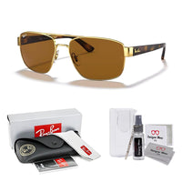 Ray - Ban RB3663 Rectangle Sunglasses for Men + BUNDLE With Designer iWear Complimentary Eyewear Kit - 7DAY'S
