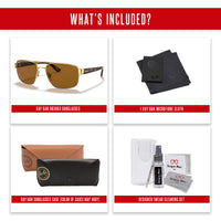 Ray - Ban RB3663 Rectangle Sunglasses for Men + BUNDLE With Designer iWear Complimentary Eyewear Kit - 7DAY'S