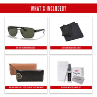 Ray - Ban RB3663 Rectangle Sunglasses for Men + BUNDLE With Designer iWear Complimentary Eyewear Kit - 7DAY'S