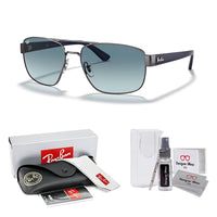 Ray - Ban RB3663 Rectangle Sunglasses for Men + BUNDLE With Designer iWear Complimentary Eyewear Kit - 7DAY'S
