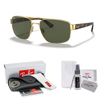 Ray - Ban RB3663 Rectangle Sunglasses for Men + BUNDLE With Designer iWear Complimentary Eyewear Kit - 7DAY'S