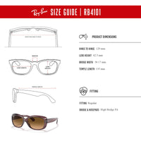 Ray - Ban RB4101 JACKIE OHH Cat Eye Sunglasses For Women + BUNDLE with Designer iWear Eyewear Care Kit - 7DAY'S