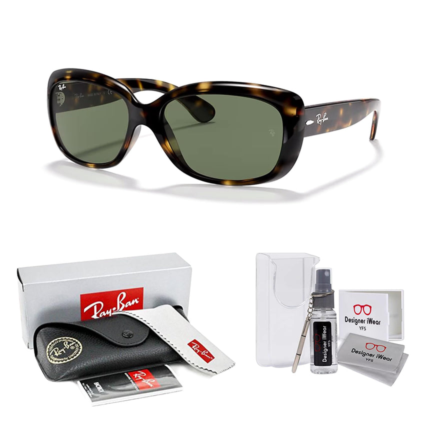 Ray - Ban RB4101 JACKIE OHH Cat Eye Sunglasses For Women + BUNDLE with Designer iWear Eyewear Care Kit - 7DAY'S