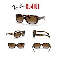Ray - Ban RB4101 JACKIE OHH Cat Eye Sunglasses For Women + BUNDLE with Designer iWear Eyewear Care Kit - 7DAY'S