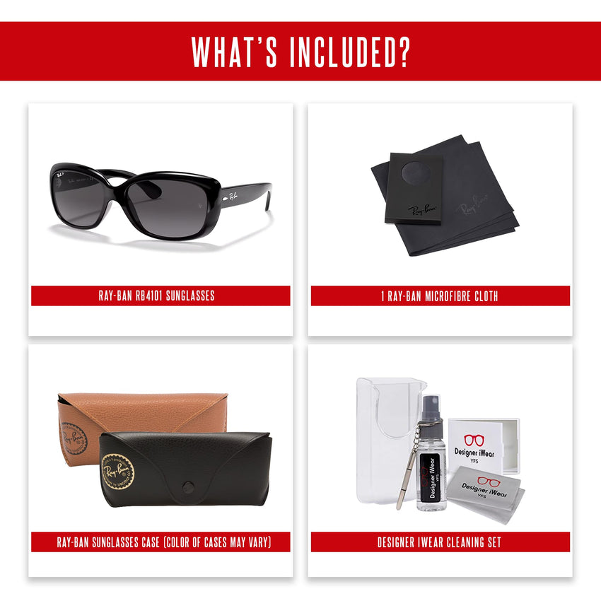 Ray - Ban RB4101 JACKIE OHH Cat Eye Sunglasses For Women + BUNDLE with Designer iWear Eyewear Care Kit - 7DAY'S