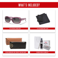Ray - Ban RB4101 JACKIE OHH Cat Eye Sunglasses For Women + BUNDLE with Designer iWear Eyewear Care Kit - 7DAY'S