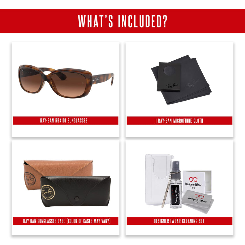 Ray - Ban RB4101 JACKIE OHH Cat Eye Sunglasses For Women + BUNDLE with Designer iWear Eyewear Care Kit - 7DAY'S