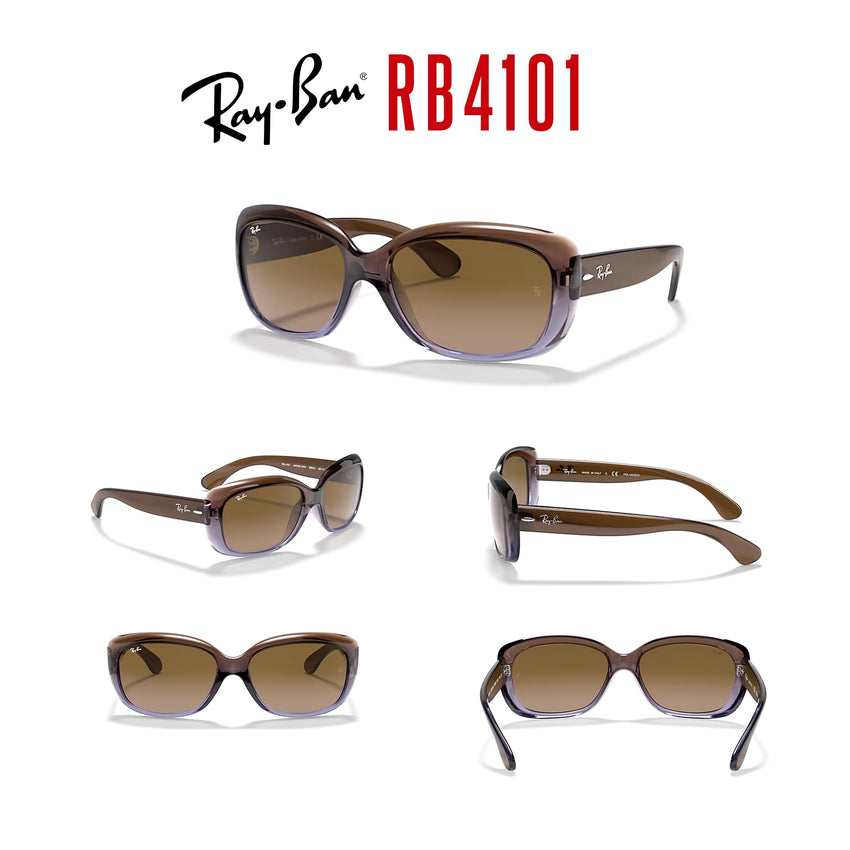 Ray - Ban RB4101 JACKIE OHH Cat Eye Sunglasses For Women + BUNDLE with Designer iWear Eyewear Care Kit - 7DAY'S