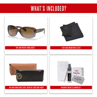 Ray - Ban RB4101 JACKIE OHH Cat Eye Sunglasses For Women + BUNDLE with Designer iWear Eyewear Care Kit - 7DAY'S