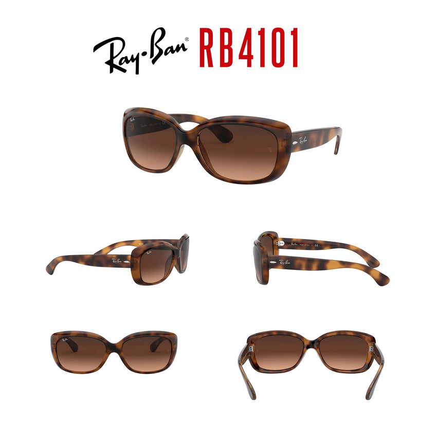 Ray - Ban RB4101 JACKIE OHH Cat Eye Sunglasses For Women + BUNDLE with Designer iWear Eyewear Care Kit - 7DAY'S