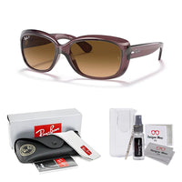 Ray - Ban RB4101 JACKIE OHH Cat Eye Sunglasses For Women + BUNDLE with Designer iWear Eyewear Care Kit - 7DAY'S