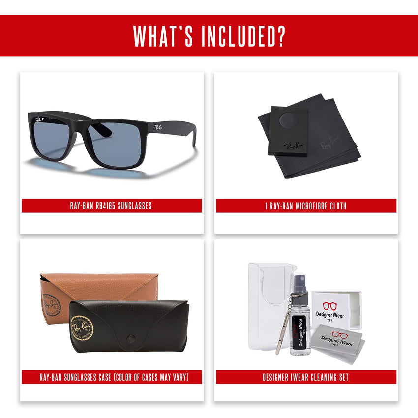 Ray - Ban RB4165 JUSTIN Sunglasses For Men For Women+ BUNDLE with Designer iWear Eyewear Care Kit - 7DAY'S
