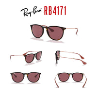 Ray - Ban RB4171 ERIKA Round Sunglasses For Women + BUNDLE with Designer iWear Eyewear Care Kit - 7DAY'S