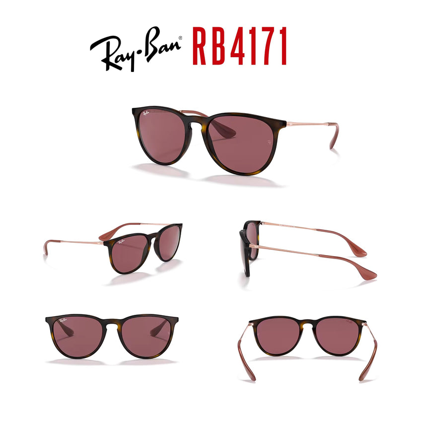 Ray - Ban RB4171 ERIKA Round Sunglasses For Women + BUNDLE with Designer iWear Eyewear Care Kit - 7DAY'S