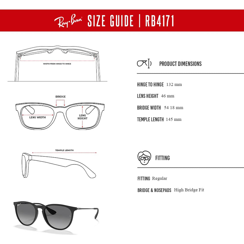 Ray - Ban RB4171 ERIKA Round Sunglasses For Women + BUNDLE with Designer iWear Eyewear Care Kit - 7DAY'S