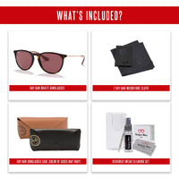 Ray - Ban RB4171 ERIKA Round Sunglasses For Women + BUNDLE with Designer iWear Eyewear Care Kit - 7DAY'S