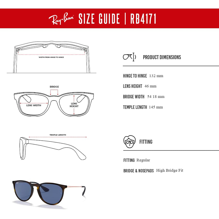 Ray - Ban RB4171 ERIKA Round Sunglasses For Women + BUNDLE with Designer iWear Eyewear Care Kit - 7DAY'S
