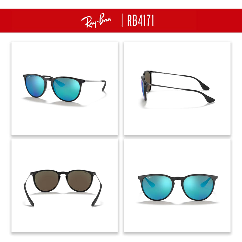 Ray - Ban RB4171 ERIKA Round Sunglasses For Women + BUNDLE with Designer iWear Eyewear Care Kit - 7DAY'S