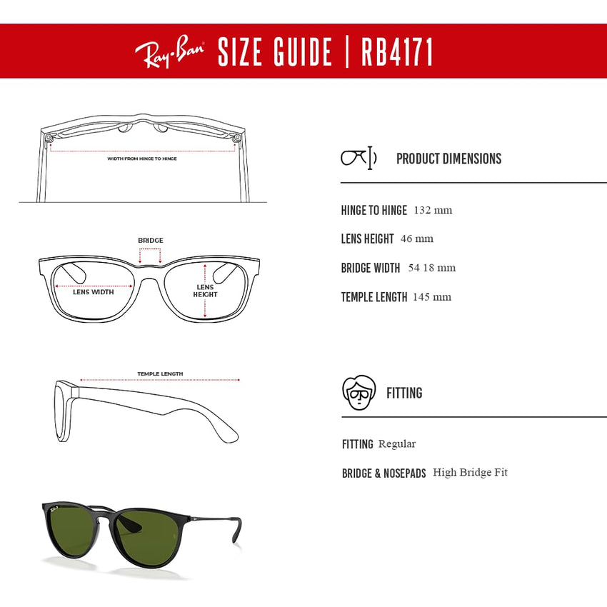 Ray - Ban RB4171 ERIKA Round Sunglasses For Women + BUNDLE with Designer iWear Eyewear Care Kit - 7DAY'S
