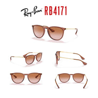 Ray - Ban RB4171 ERIKA Round Sunglasses For Women + BUNDLE with Designer iWear Eyewear Care Kit - 7DAY'S