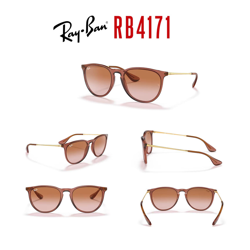 Ray - Ban RB4171 ERIKA Round Sunglasses For Women + BUNDLE with Designer iWear Eyewear Care Kit - 7DAY'S