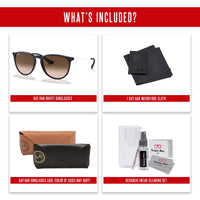 Ray - Ban RB4171 ERIKA Round Sunglasses For Women + BUNDLE with Designer iWear Eyewear Care Kit - 7DAY'S