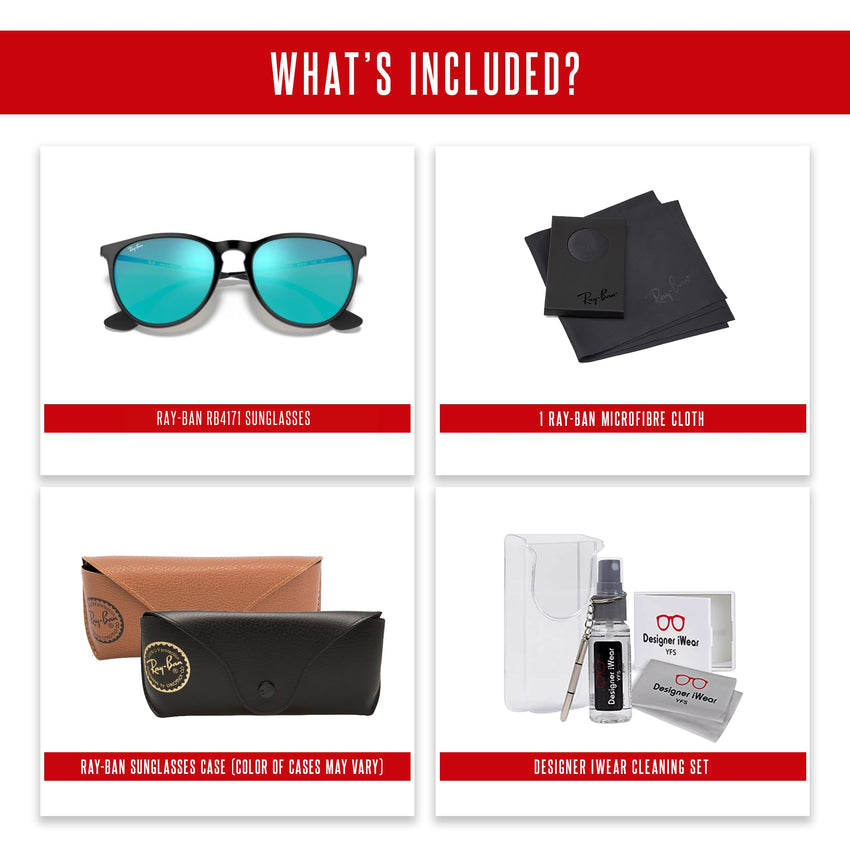 Ray - Ban RB4171 ERIKA Round Sunglasses For Women + BUNDLE with Designer iWear Eyewear Care Kit - 7DAY'S