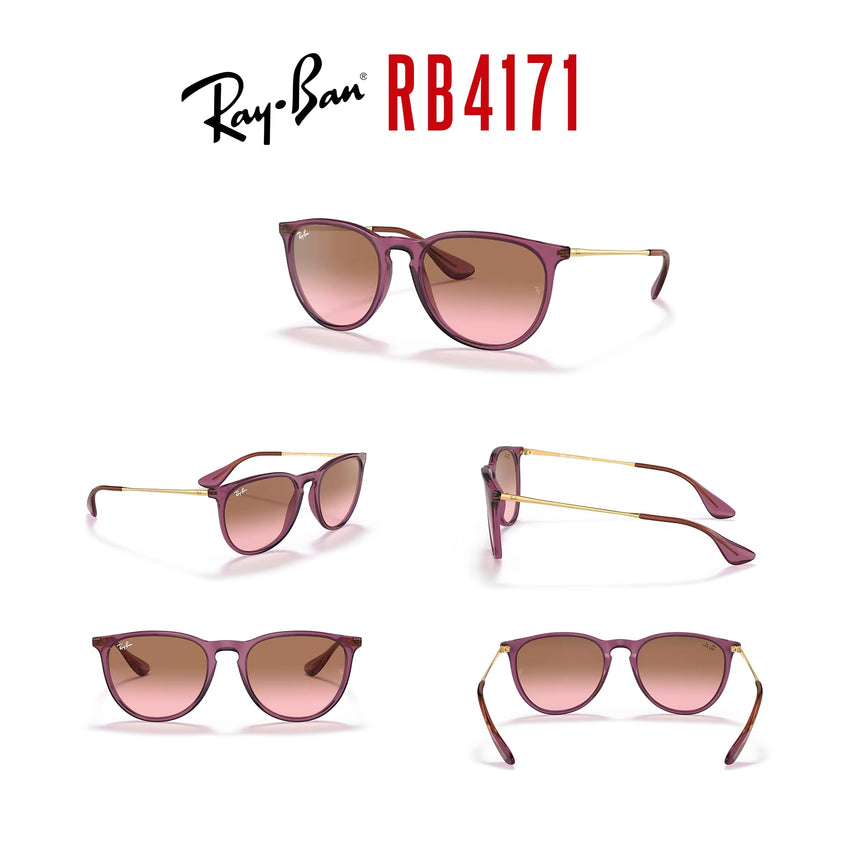 Ray - Ban RB4171 ERIKA Round Sunglasses For Women + BUNDLE with Designer iWear Eyewear Care Kit - 7DAY'S