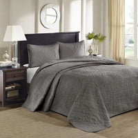 Reversible Bedspread Set Dark Grey Full - 7DAY'S