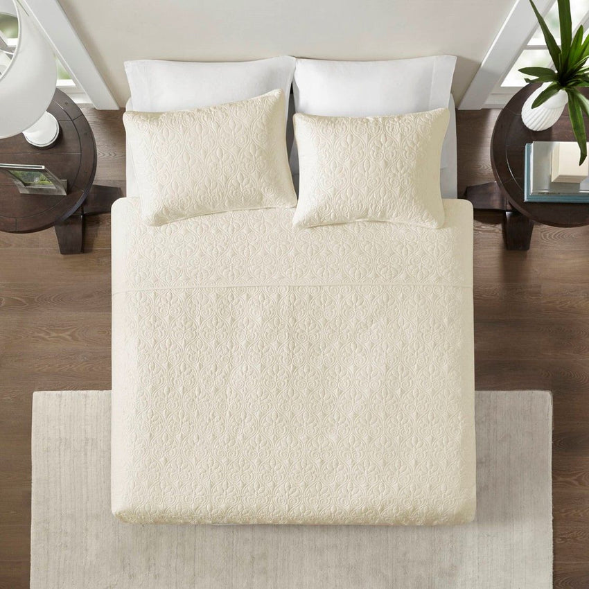 Reversible Quilt Set Cream King/Cal King - 7DAY'S