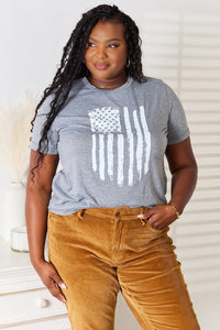 Simply Love US Flag Graphic Cuffed Sleeve T-Shirt for Women's Size S - XL Excellent design - 7DAY'S