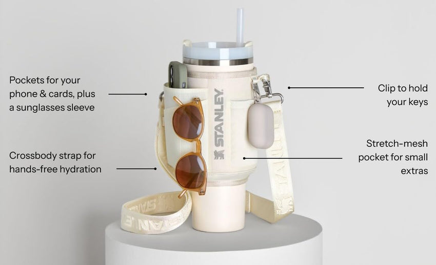 Stanley All Day Quencher Carry All for 40 oz Tumbler with Handle | Crossbody Bag with Phone Holder Pocket, Card Sleeve & Detachable Strap | Water Bottle Carrier Bag | BPA - Free | - 7DAY'S