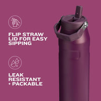 Stanley IceFlow Flip Straw 2.0 Water Bottle 24 oz | Built - In Straw for Travel and Sports | Lightweight and Leak Resistant | Insulated Stainless Steel | BPA - Free | Strawberry Cream - 7DAY'S