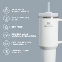 Stanley Quencher H2.0 Tumbler with Handle & Straw 64 oz | Flowstate 3 - Position Lid | Large Capacity for Travel & Sports | Insulated Stainless Steel Cup | BPA - Free | Glacier - 7DAY'S