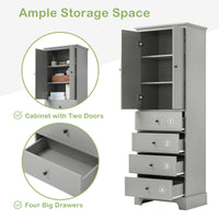 Storage Cabinet with 2 Doors and 4 Drawers for Bathroom, Office, Adjustable Shelf, MDF Board with Painted Finish - 7DAY'S