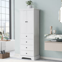 Storage Cabinet with 2 Doors and 4 Drawers for Bathroom, Office, Adjustable Shelf, MDF Board with Painted Finish - 7DAY'S