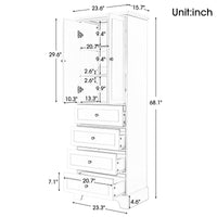 Storage Cabinet with 2 Doors and 4 Drawers for Bathroom, Office, Adjustable Shelf, MDF Board with Painted Finish - 7DAY'S