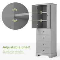 Storage Cabinet with 2 Doors and 4 Drawers for Bathroom, Office, Adjustable Shelf, MDF Board with Painted Finish - 7DAY'S