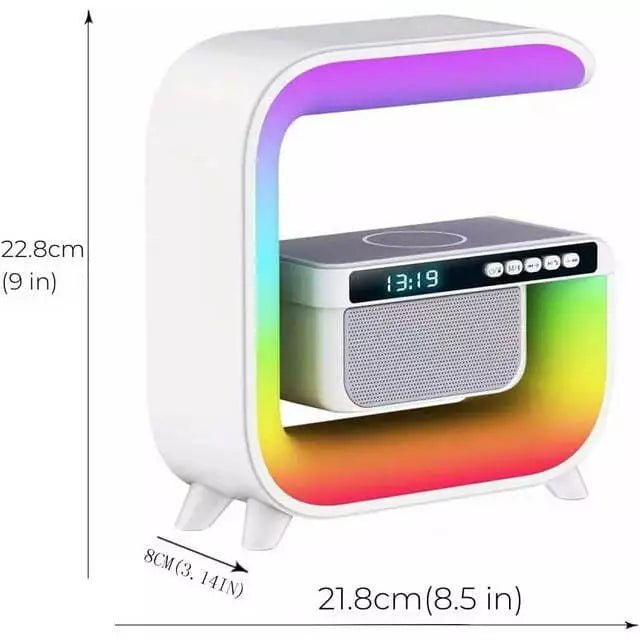 Table Lamp with Wireless Charger, Ambient Lighting with Bluetooth Speakers - 7DAY'S