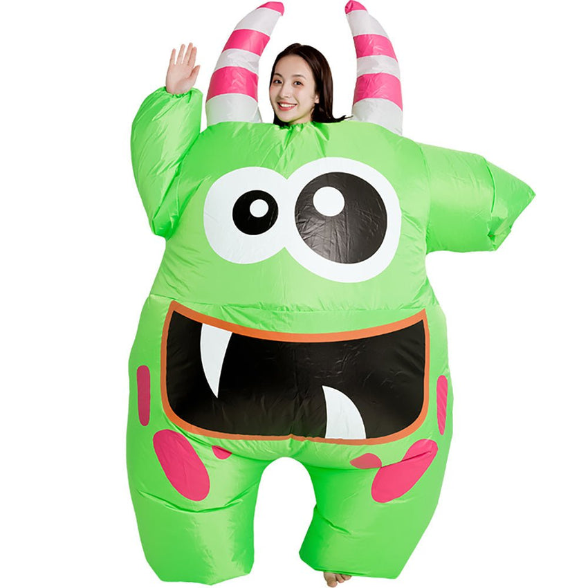 Thanksgiving ET - Aliens Big Mouth Green Monster Inflatable costume Cosplay Funny Blow Up Suit Party Fancy Dress Halloween Costume for Adult Kids - 7DAY'S