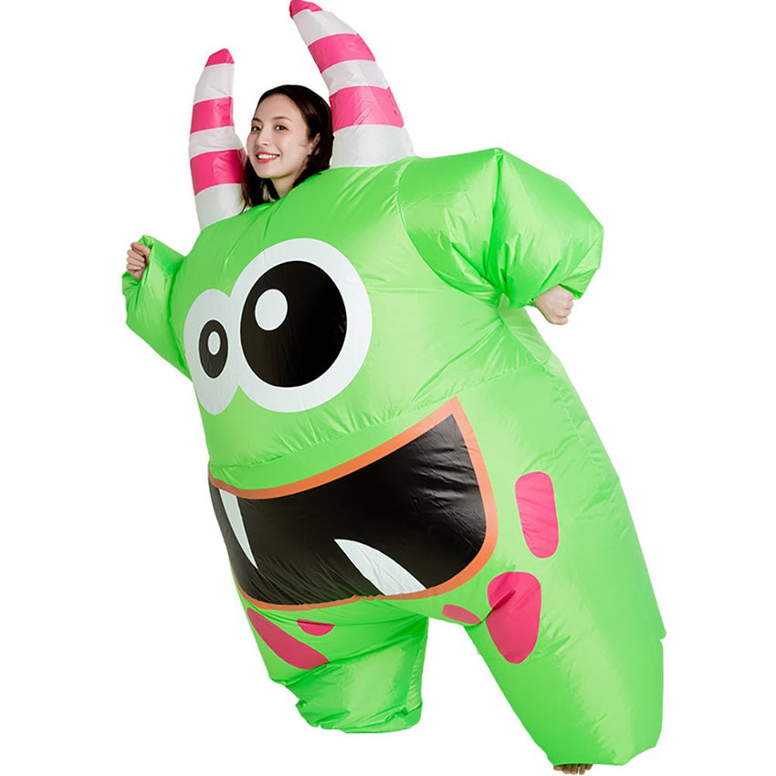 Thanksgiving ET - Aliens Big Mouth Green Monster Inflatable costume Cosplay Funny Blow Up Suit Party Fancy Dress Halloween Costume for Adult Kids - 7DAY'S