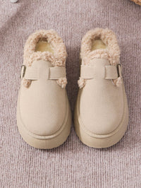 Thermal Fuzzy Buckle Platform Slippers - 7DAY'S