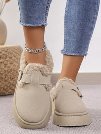 Thermal Fuzzy Buckle Platform Slippers - 7DAY'S