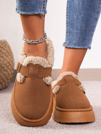 Thermal Fuzzy Buckle Platform Slippers - 7DAY'S