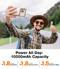 TORRAS MiniMag Power Bank,Ultra - Slim 10,000mAh Magnetic Wireless Portable Charger, 22.5W Fast Charging Battery Pack with USB - C Cable Designed for iPhone 16 Pro Max/16 Pro/16/15/14/13/12, Glacier Gray - 7DAY'S