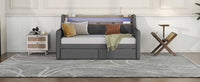 Twin Size Daybed with Storage Drawers, Upholstered Daybed with Charging Station and LED Lights, Gray(Old Item W1580S00034) - 7DAY'S