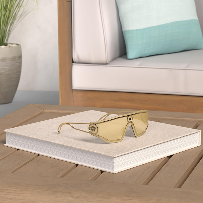 Versace Man Sunglasses Gold Frame, Brown Mirror Gold Lenses, 0MM - 7DAY'S